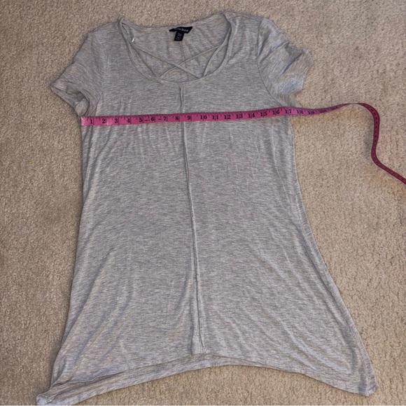 Long Grey T-Shirt with Neckline detail, Size Small - Picture 6 of 6